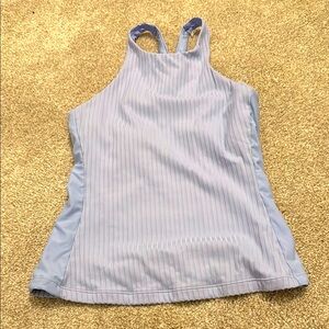 Light Blue Striped Halter Top